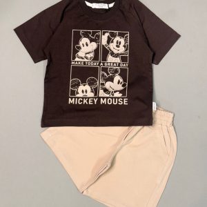 تیشرت شلوارک میکی قهوه ای